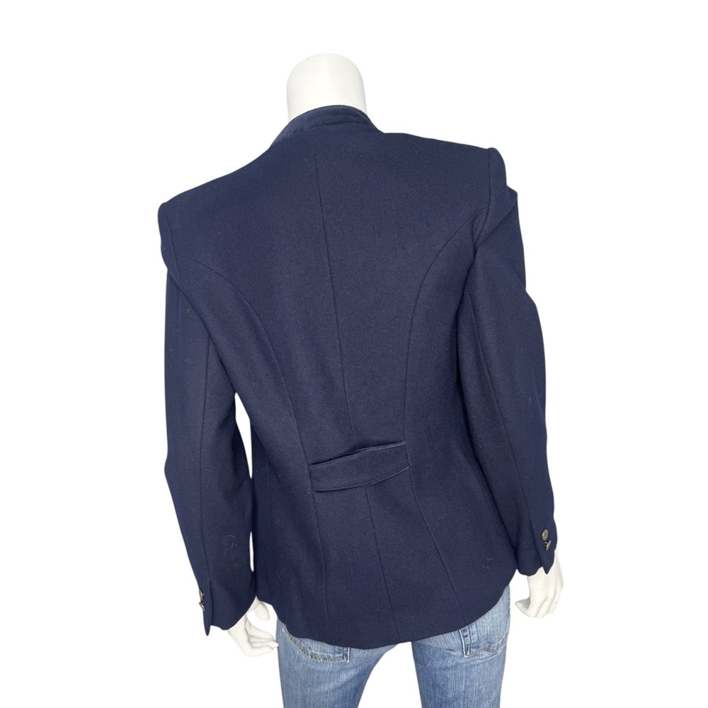 Vintage Blazer Size 2 Wool Blend Navy Blue Preppy Academia Equestrian Old Money - Picture 7 of 9